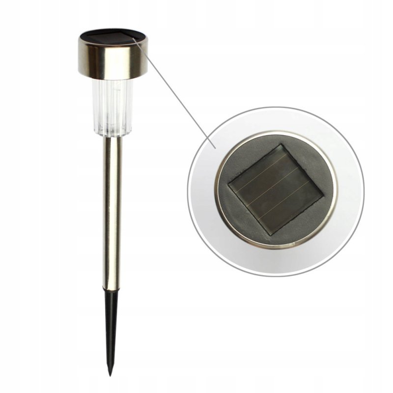 Lampka ogrodowa SOLARNA inox LAMPA wbijana LED barwa ZIMNA