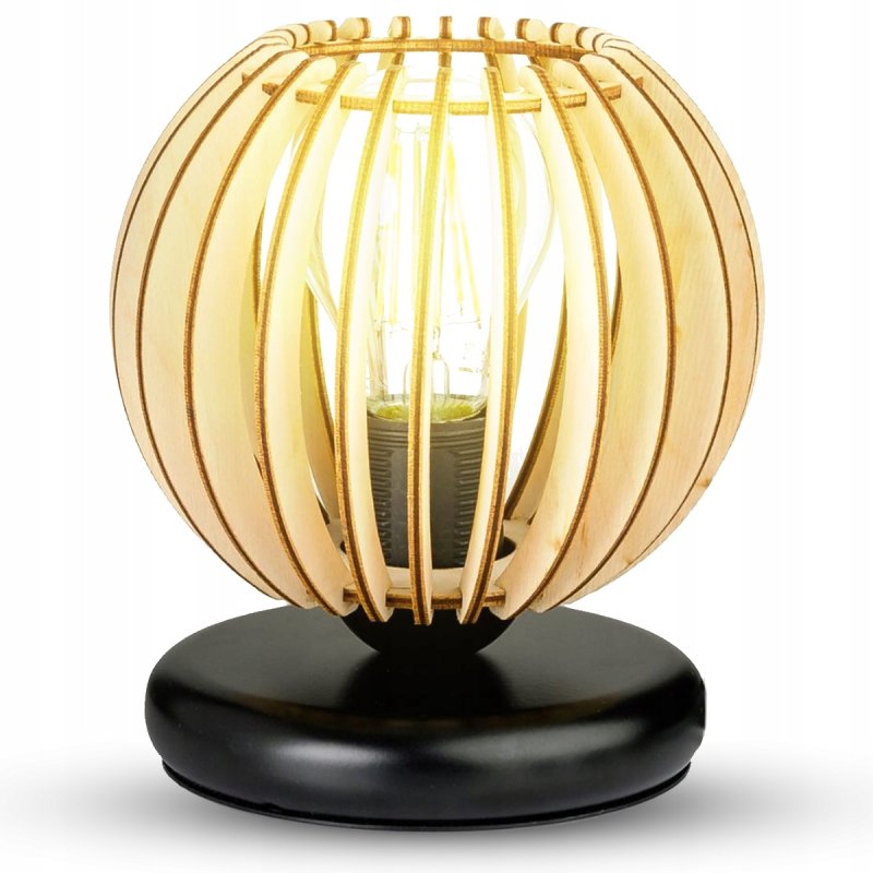 LAMPKA NOCNA LAMPA STOŁOWA DREWNIANA LOFT RETRO E27 DO SYPIALNI DO GNIAZDKA