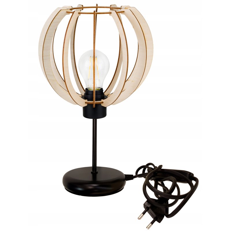 Lampka nocna Lampa stołowa loft na led E27 Drewno