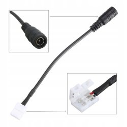 Złączka do taśmy LED 8mm na kablu do zasilacza DC