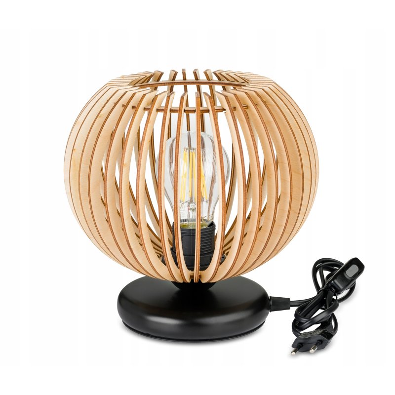 Lampka nocna Lampa stołowa loft na led E27 Drewno