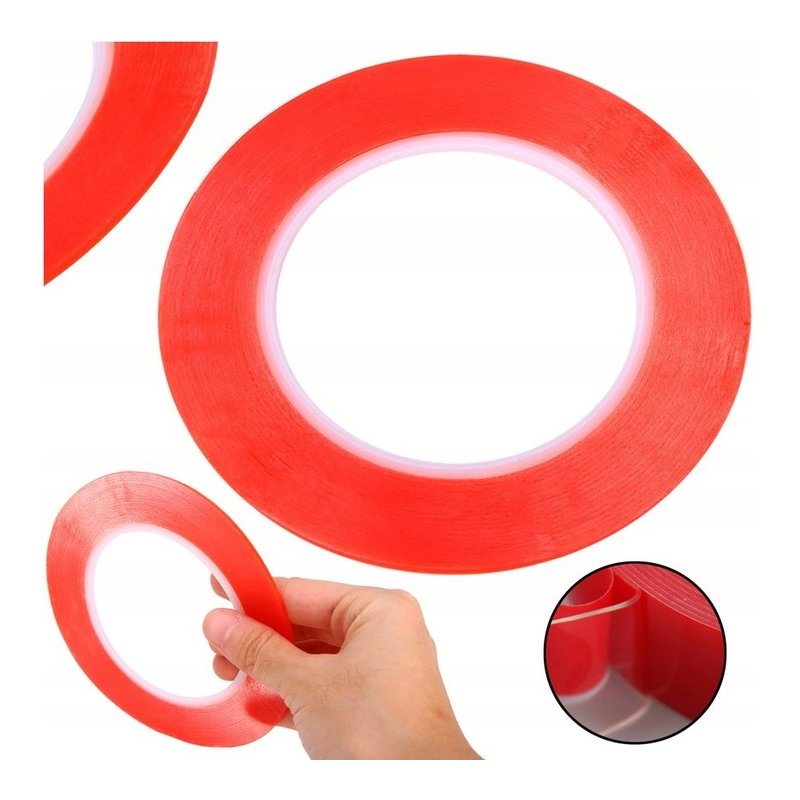 Taśma klejąca dwustronna 8mm akrylowa mocna do Profili i Taśm LED 3mb