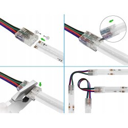 Złączka do taśm LED COB RGB IP20 10mm łącznik dwustronny z kablem