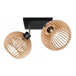 Lampa plafon żyrandol ruchomy sufitowa LOFT klosz kula 36 Drewno na 2x e27