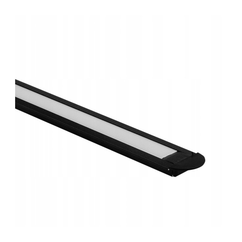 PROFIL aluminiowy WPUSZCZANY czarny + KLOSZ mleczny zaślepki 2m do led