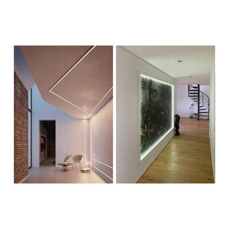 PROFIL aluminiowy WPUSZCZANY czarny + KLOSZ mleczny zaślepki 2m do led