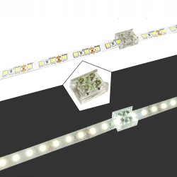 Złączka SZYBKA fix śrubowana łącznik do taśm LED COB i SMD 8mm taśma-taśma