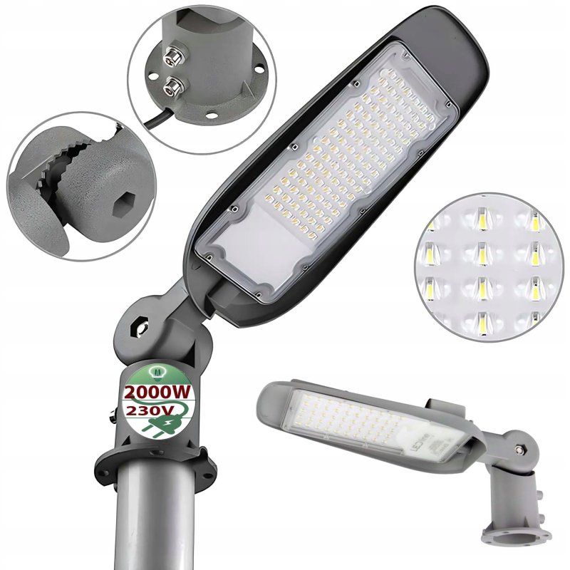 Lampa uliczna przemysłowa parkowa na słup IP65 LED 2000W sieciow 230V Zimna