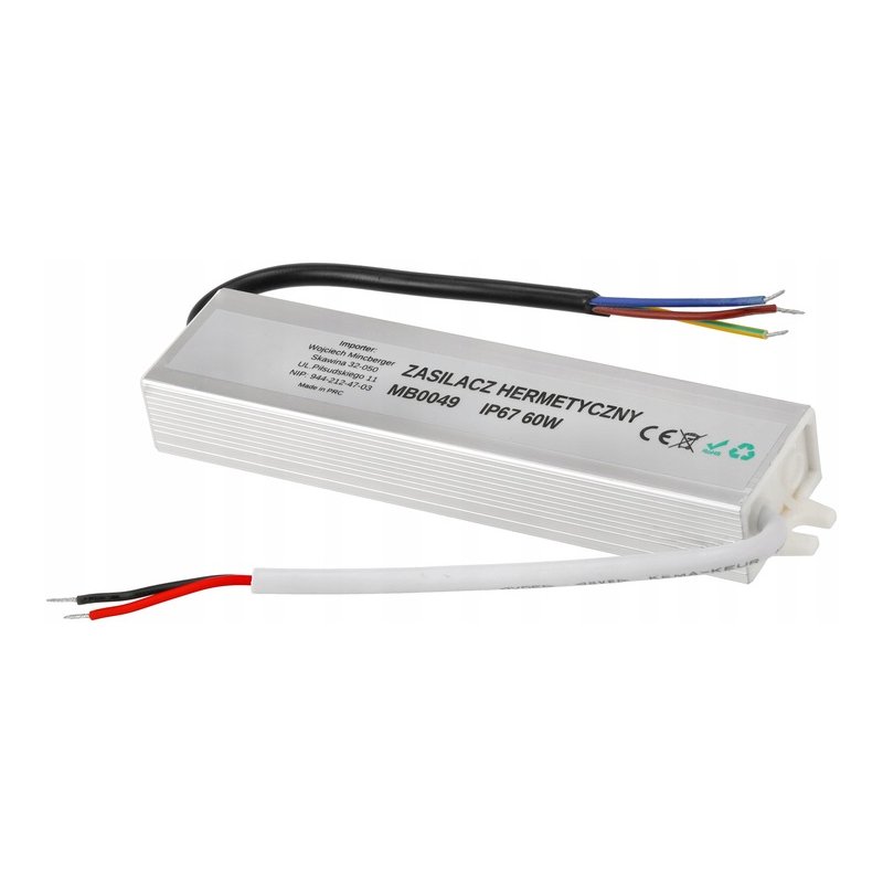 Zasilacz 24V 60W 2,5A wodoodporny do taśm LED IP67 hermetyczny metal