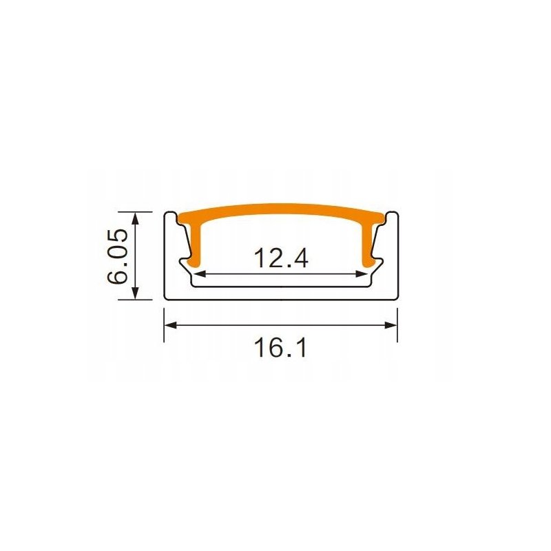 PROFIL aluminiowy NAWIERZCHNIOWY czarny + KLOSZ mleczny zaślepki 1m do led