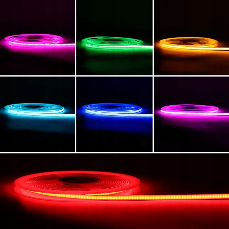 Taśma LED COB WĄSKA 5mm 12V 384diod/m neon linia ŚWIATŁA kolor ŻÓŁTY 5m