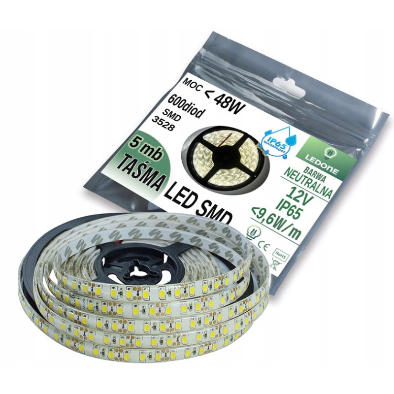 TAŚMA LED SMD 3528 600 5m dzienna IP65 wodoodporna