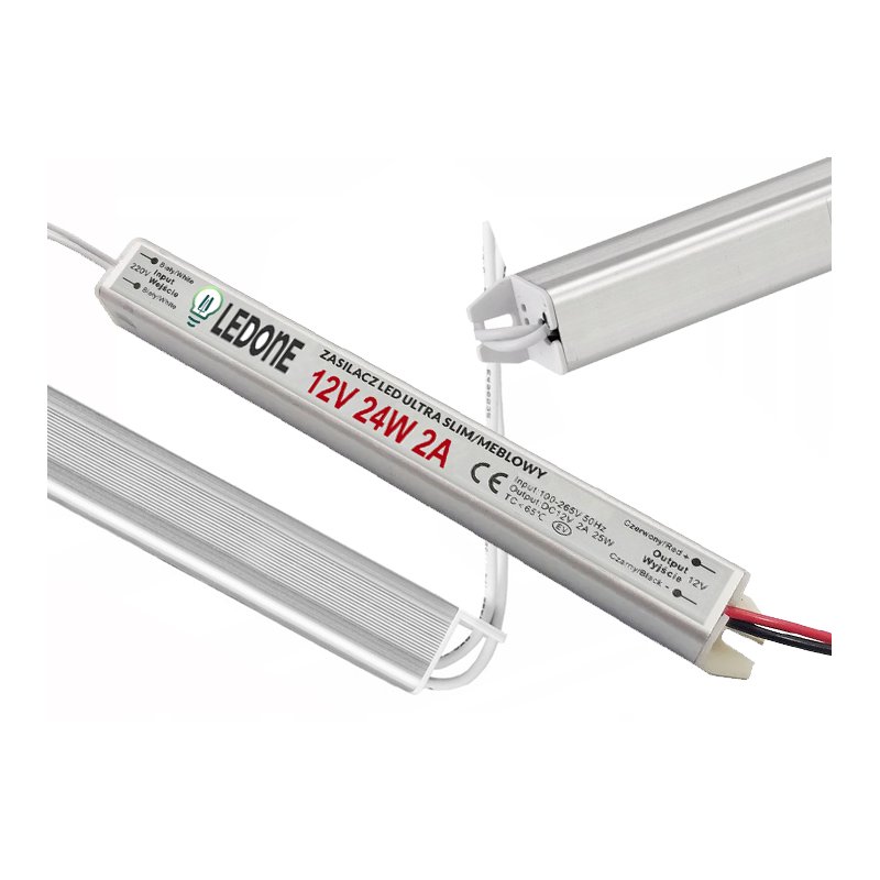 Zasilacz napięciowy 12V 24W 2A ultra slim montażowy do taśm LED cienki
