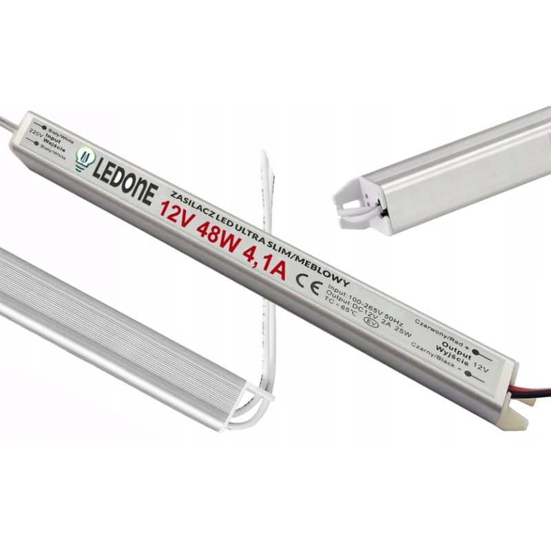Zasilacz napięciowy 12V 48W 4A ultra slim montażowy do taśm LED cienki