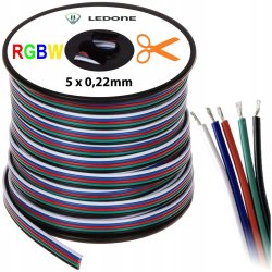 Kabel 1mb przewód 5-żyłowy kolorowy do taśm led RGBW 5x 0,22mm na metry