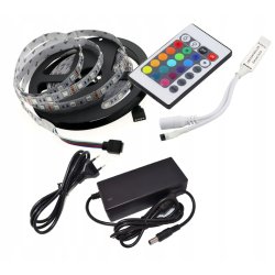 ZESTAW LED TAŚMA 3m RGB 5050 60/M +ZASILACZ, PILOT