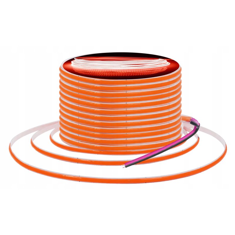 Taśma LED COB WĄSKA 5mm 12V 384diod/m neon linia ŚWIATŁA kolor CZERWONY 5m