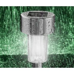 Zestaw 6x Lampka ogrodowa SOLARNA mała Inox LAMPA wbijana LED barwa ZIMNA