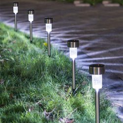 Zestaw 6x Lampka ogrodowa SOLARNA mała Inox LAMPA wbijana LED barwa ZIMNA
