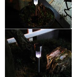 Zestaw 6x Lampka ogrodowa SOLARNA mała Inox LAMPA wbijana LED barwa ZIMNA