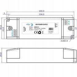 ZASILACZ MEBLOWY MINI 12V 3A 36W IP20 do taśm led