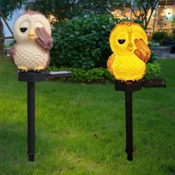 Lampa solarna LED świecąca SOWA wbijana Lampka ogrodowa sowka solar 41cm