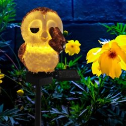 Lampa solarna LED świecąca SOWA wbijana Lampka ogrodowa sowka solar 41cm