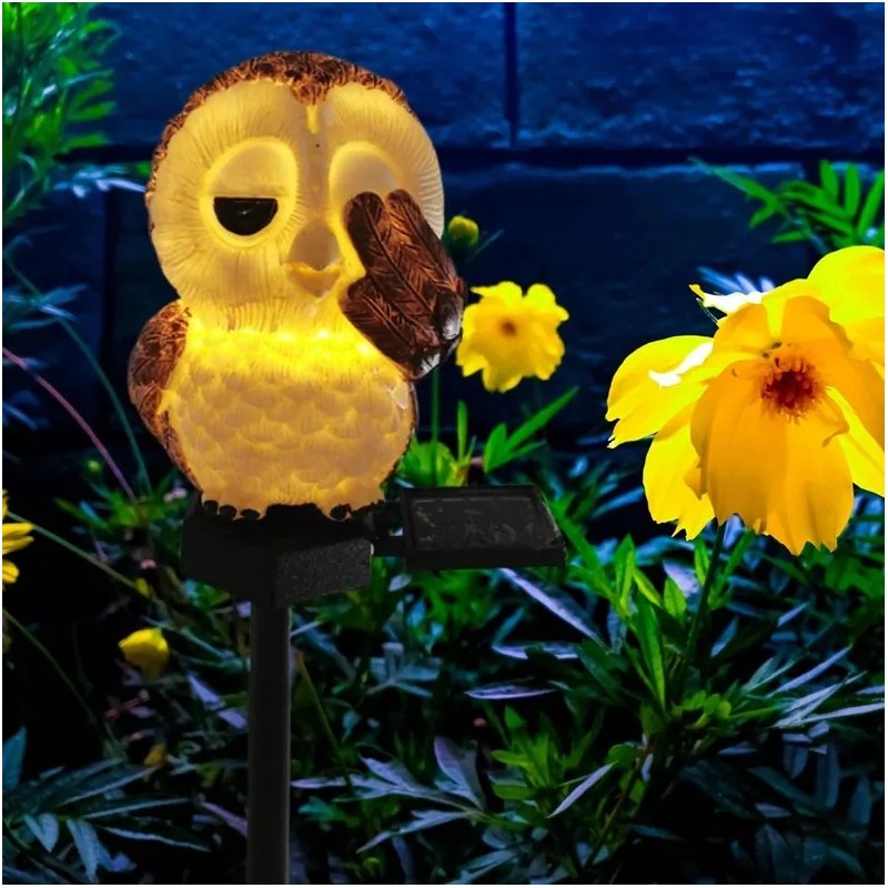 Lampa solarna LED świecąca SOWA wbijana Lampka ogrodowa sowka solar 41cm