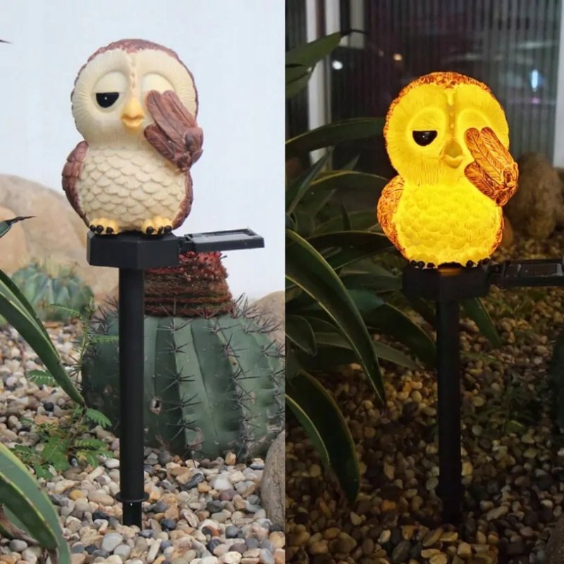Lampa solarna LED świecąca SOWA wbijana Lampka ogrodowa sowka solar 41cm