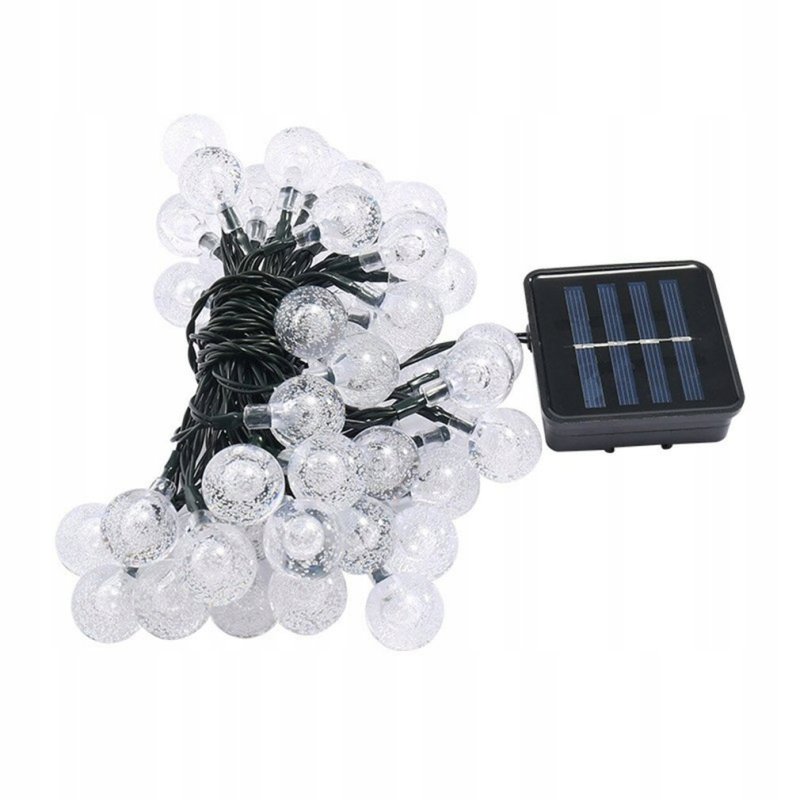 GIRLANDA solarna ciepła Lampki ogrodowe SOLARNE 20 LED kulki CIEPŁE 4,5m