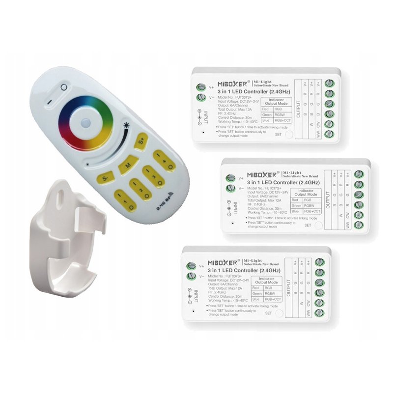 ZESTAW STREFOWY do taśm led RGB RGBW PILOT + 3 STEROWNIKI odbiorniki FUT037