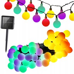 GIRLANDA solarna RGB Lampki ogrodowe SOLARNE 40 LED kulki MULTIKOLOR 5mb