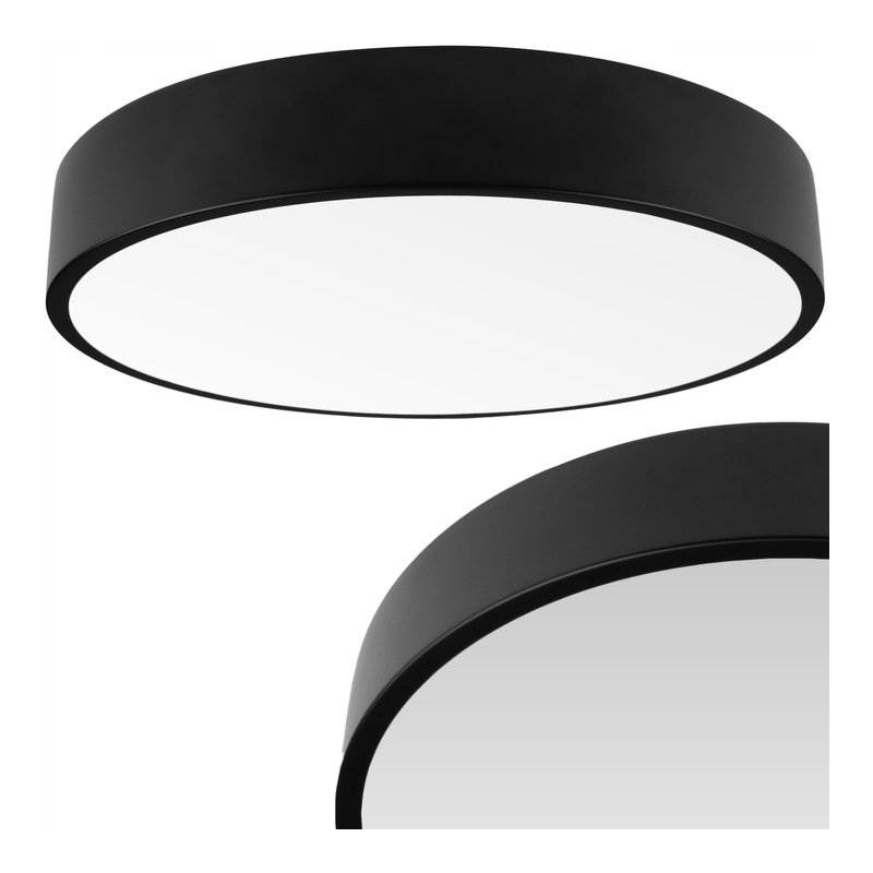 Plafon panel natynkowy Lampa LED 48W barwa neutralna czarny 40cm okrągła