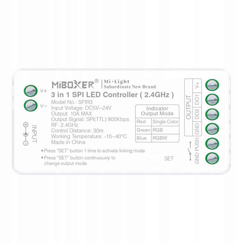 Kontroler SPIR3 SPI 3w1 taśm MAGIC cyfrowych WS2811 WS2812 WS2814 5-24V 10A