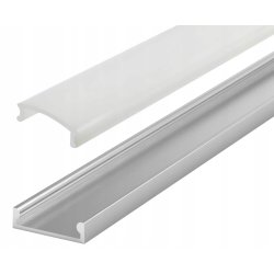 2mb Profil aluminiowy płytki slim nawierzchniowy PŁASKI srebrny + KLOSZ