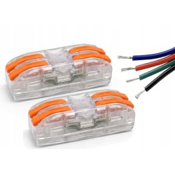 Złączka szybka zasisk przelotowa 4-torowa łącznik do taśm led RGB cob smd