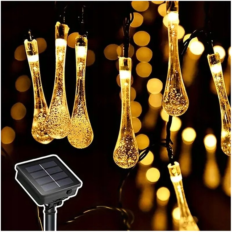 GIRLANDA solarna ciepła Lampki ogrodowe SOLARNE sople ICE 20LED CIEPŁE 4,5m