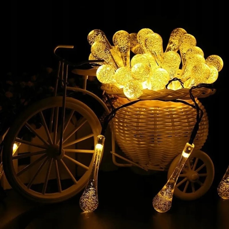 GIRLANDA solarna ciepła Lampki ogrodowe SOLARNE sople ICE 20LED CIEPŁE 4,5m