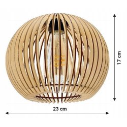Lampa stojąca podłogowa loft na led E27 stała gięta z kloszem drewno 150cm