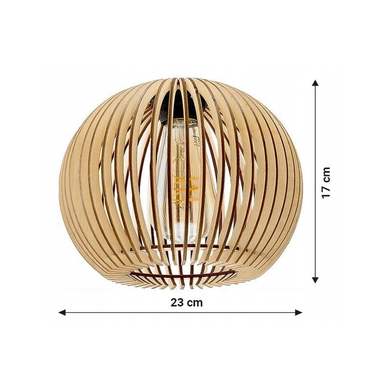 Lampa stojąca podłogowa loft na led E27 stała gięta z kloszem drewno 150cm
