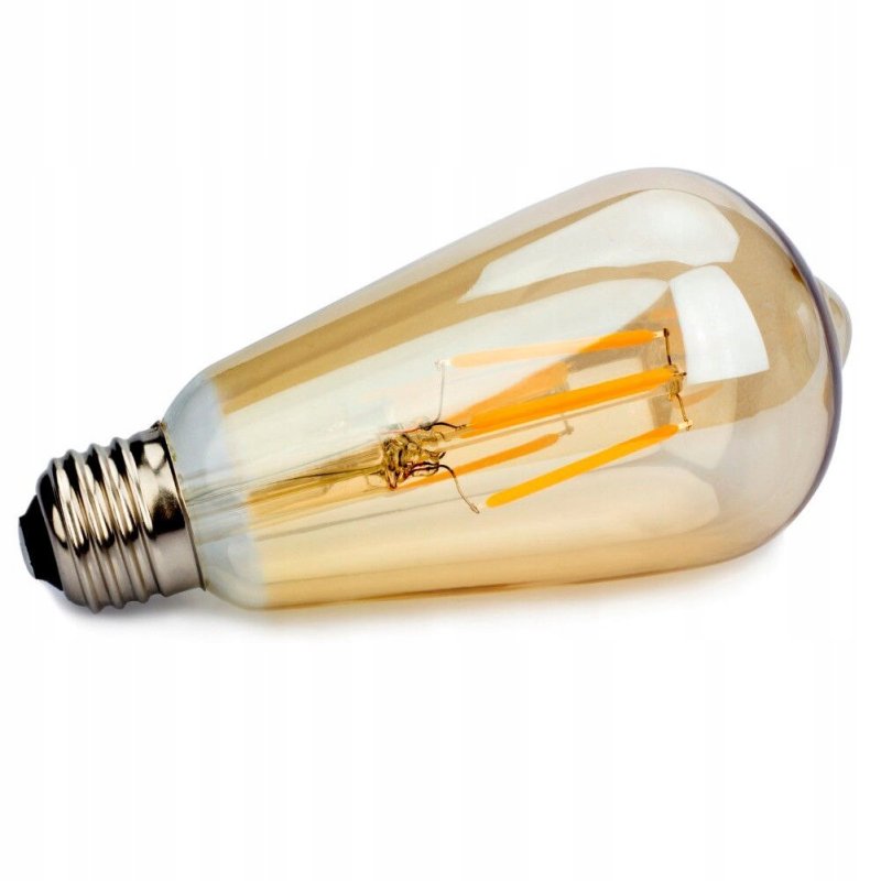 Żarówka LED filament E27 ST64 10W MOCNA retro Vintage dymna amber ciepła