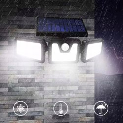 Lampa uliczna solarna ogrodowa naświetlacz 3w1 3panele COB z czujnikiem PIR