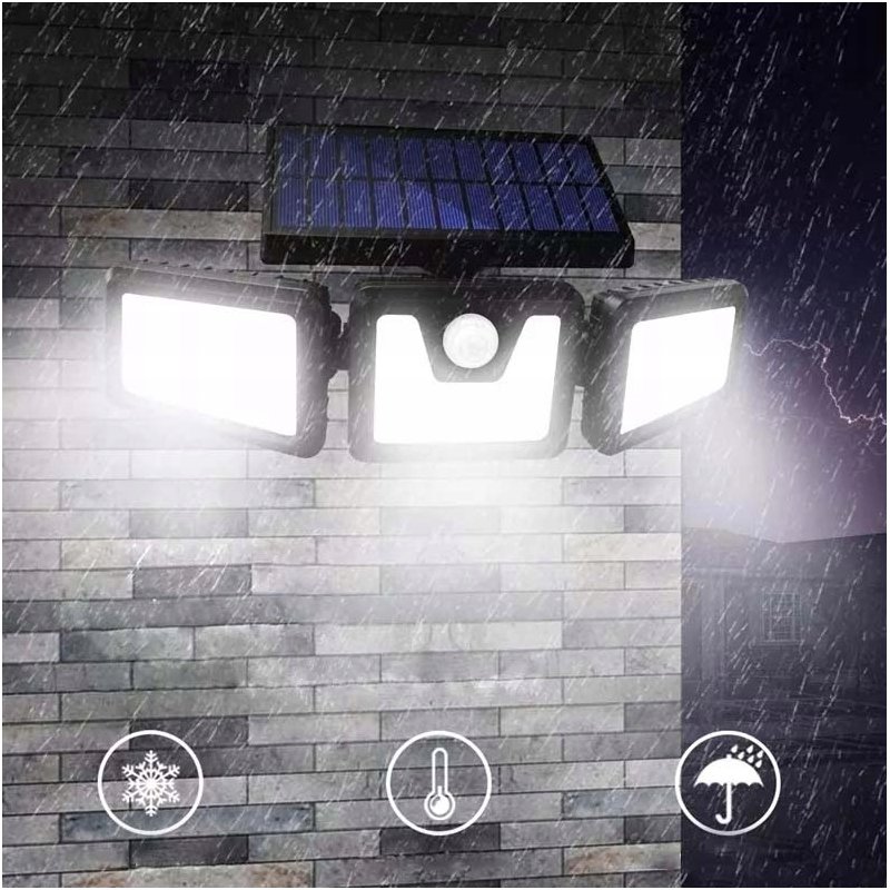 Lampa uliczna solarna ogrodowa naświetlacz 3w1 3panele COB z czujnikiem PIR