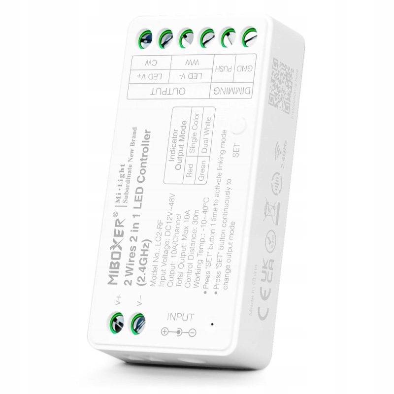 Sterownik Kontroler LC2-RF do taśm LED CCT na 2 KABLE (+-) 2-pin Miboxer