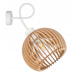 Lampa kinkiet ścienny stały kręcony LOFT klosz kula 36 Drewno na 1x e27