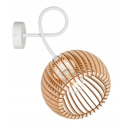 Lampa kinkiet ścienny stały kręcony LOFT klosz kula 36 Drewno na 1x e27