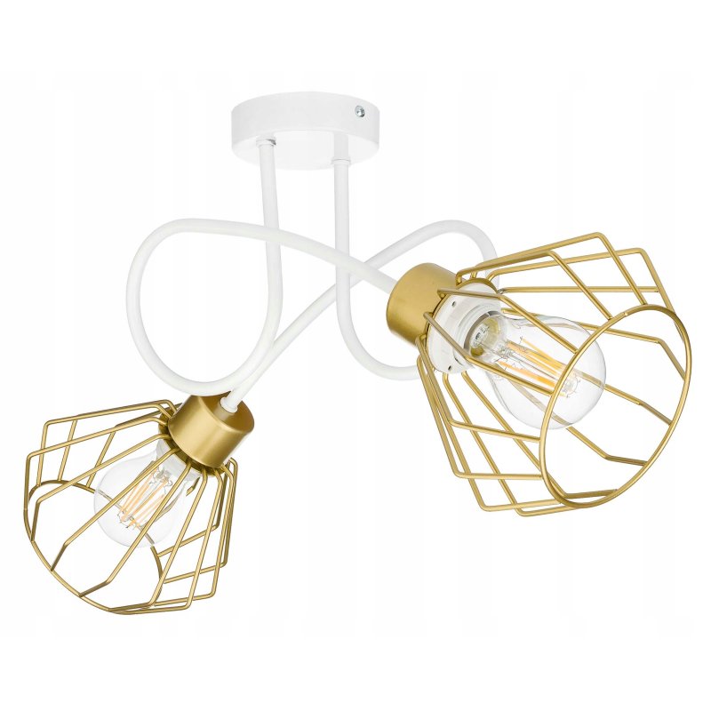 Lampa sufitowa żyrandol wisząca LOFT kręcona drut brylant na 2x E27 złota