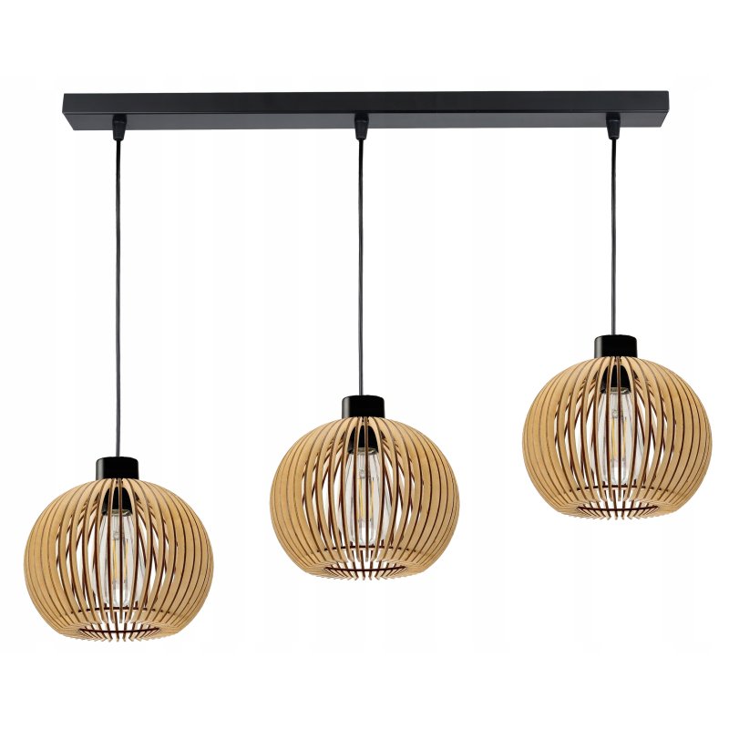 Lampa wisząca żyrandol zwis sufit klosz drewno 3