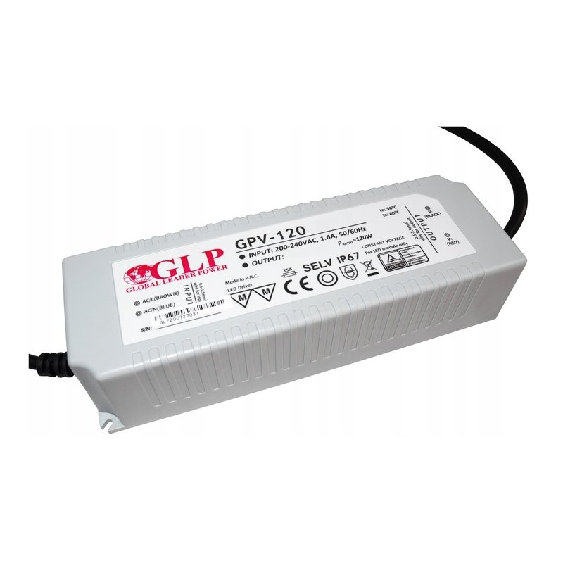 Zasilacz 24V 120W 5A plastik wodoodporny do taśm LED COB IP67 profesjonalny