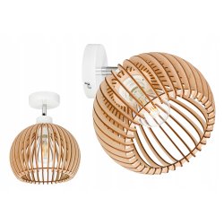 Lampa kinkiet ścienny regulowany LOFT klosz kula 36 Drewno na 1x e27
